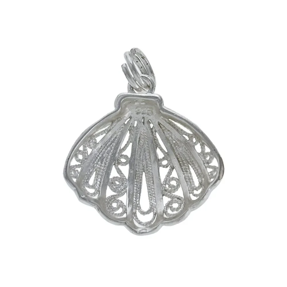 Vintage Sterling Silver 925 Filigree Seashell Charm